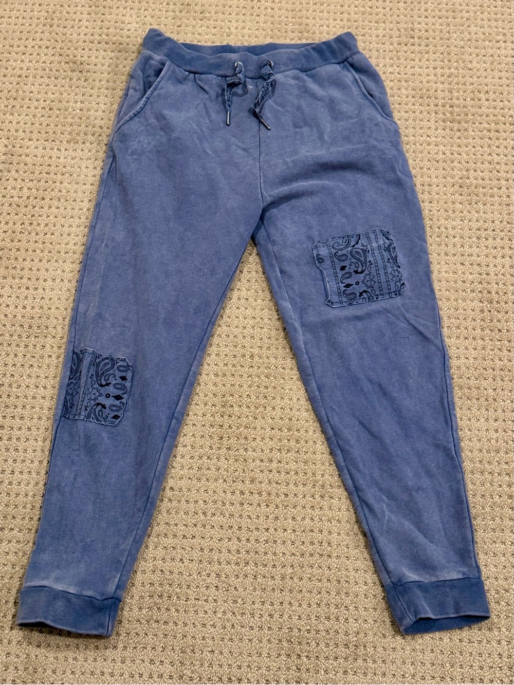 Vintage Havana Blue Bandana Print Joggers, Small